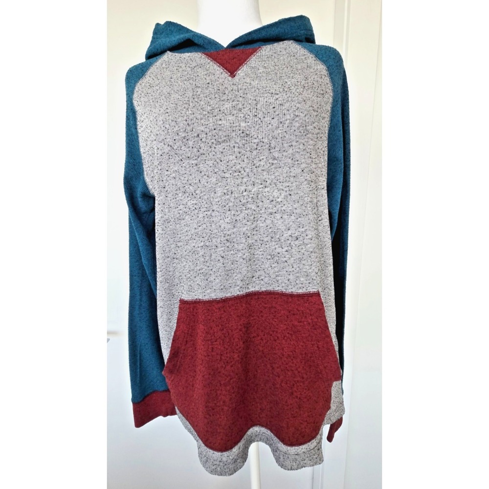 Urban Outfitters Retro Long Sleeves Pullover Hoodie Turguoise Burgundy Grey
